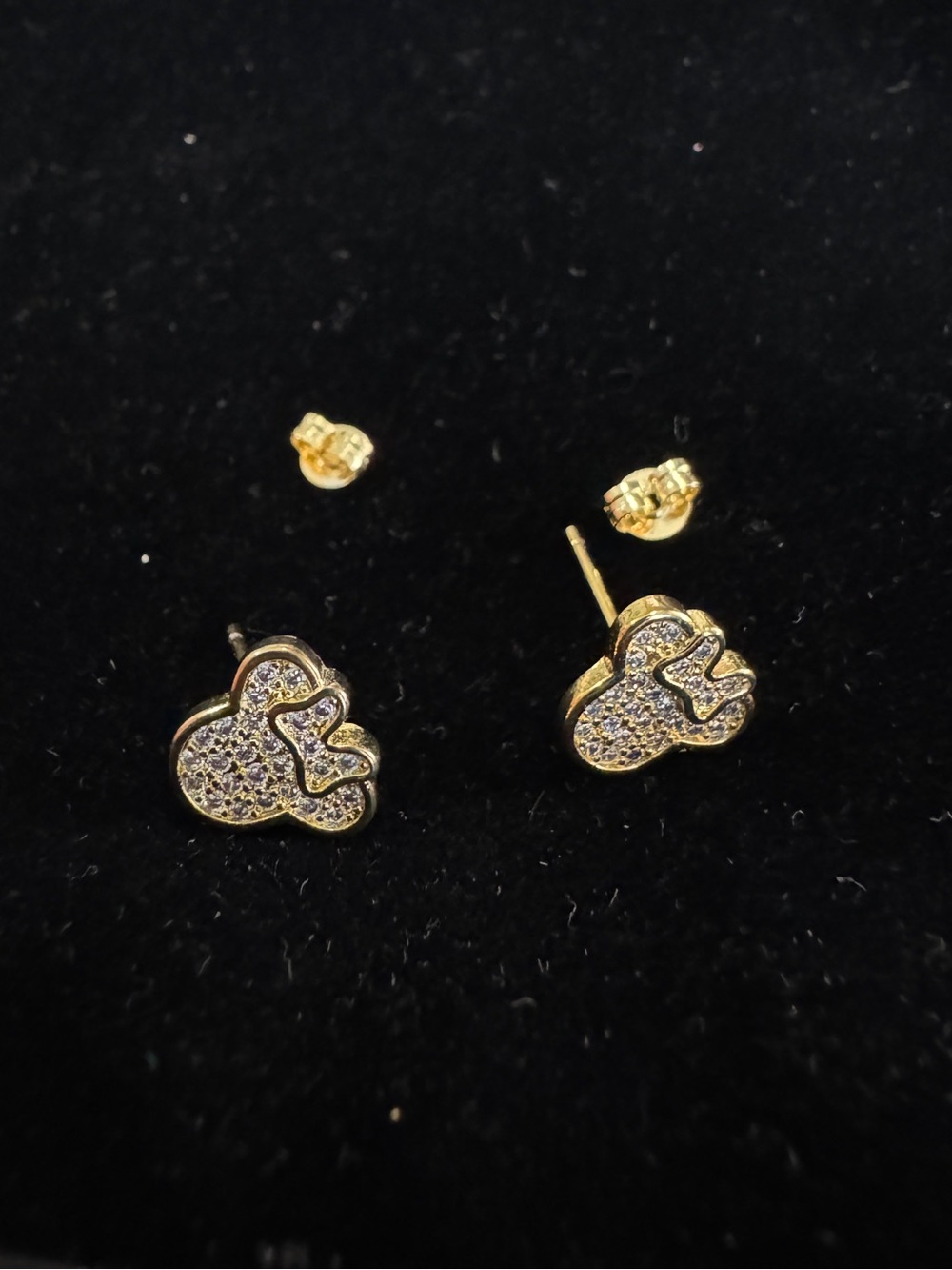Minnie mouse 925 gold dipped earrings crystals